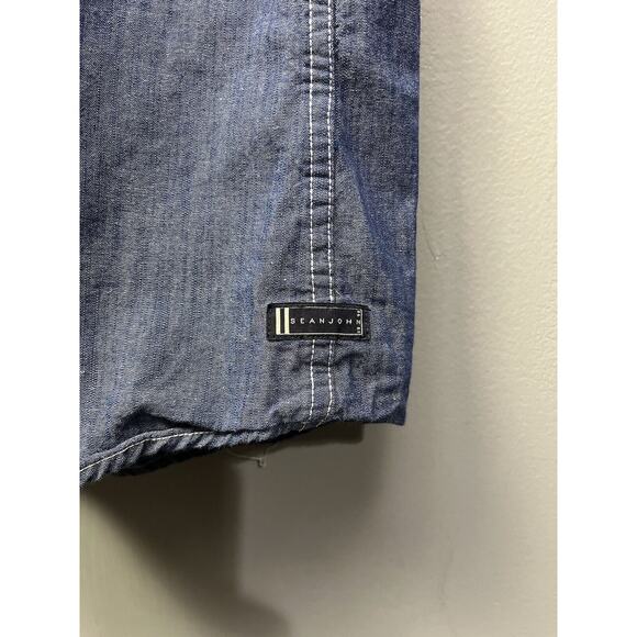 Sean John Button Up Shirt Mens XXXL 3XL Denim Blue Pockets Cotton Urban - Picture 6 of 6
